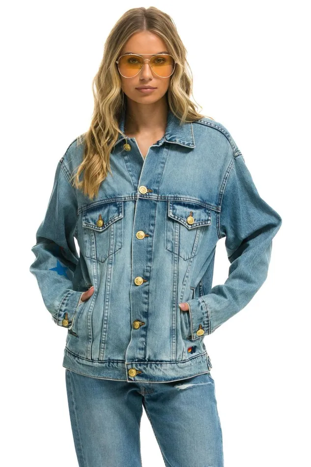 STOKED OVERSIZED CONCERT DENIM JACKET 8211 VINTAGE WomenMen Aviator Nation Denim Jackets