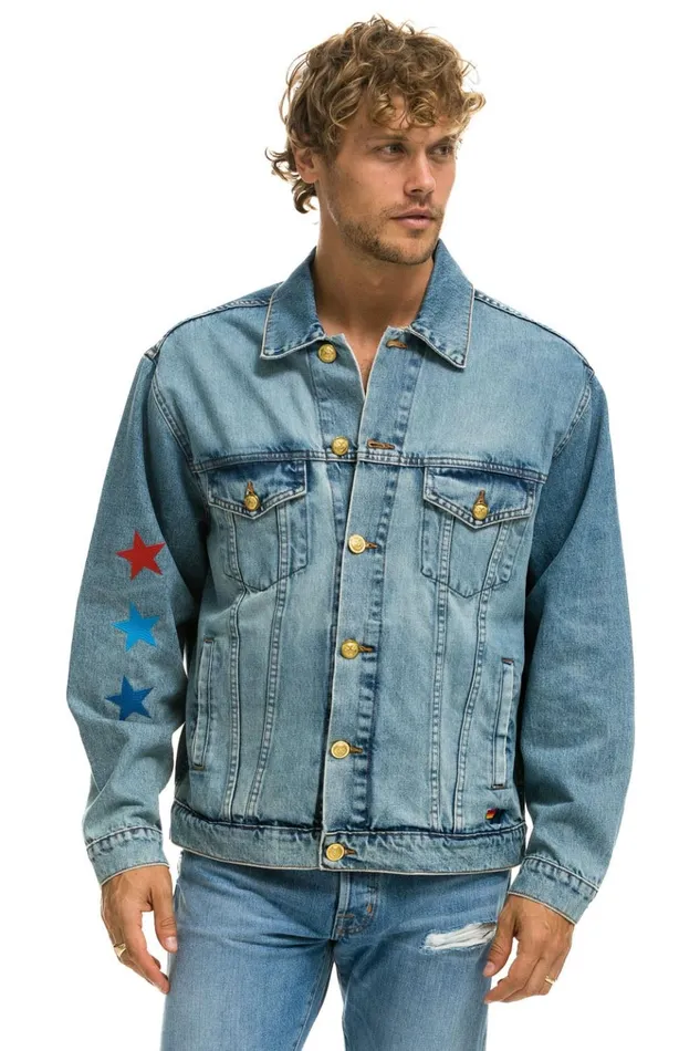 STOKED OVERSIZED CONCERT DENIM JACKET 8211 VINTAGE WomenMen Aviator Nation Denim Jackets