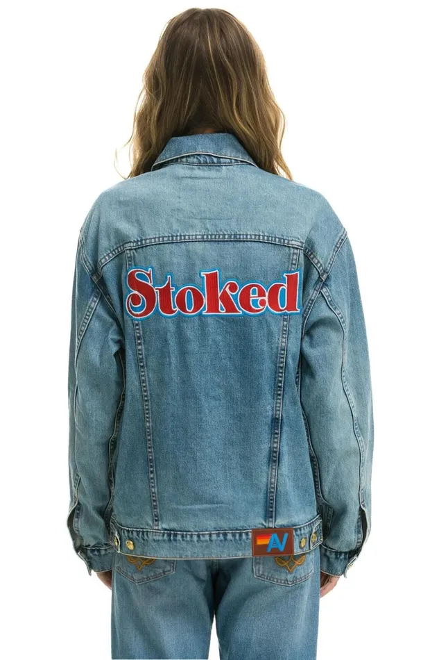 STOKED OVERSIZED CONCERT DENIM JACKET 8211 VINTAGE WomenMen Aviator Nation Denim Jackets