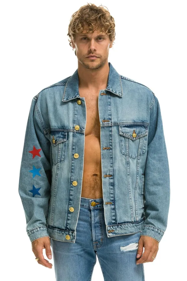 STOKED OVERSIZED CONCERT DENIM JACKET 8211 VINTAGE WomenMen Aviator Nation Denim Jackets