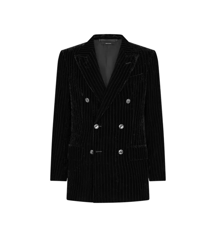 Suits Men TOM FORD VELVET FLOCK STRIPE ATTICUS JACKET Black