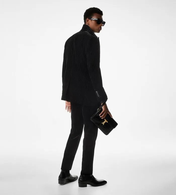 Suits Men TOM FORD VELVET FLOCK STRIPE ATTICUS JACKET Black Suits Men TOM FORD VELVET FLOCK STRIPE ATTICUS JACKET Black
