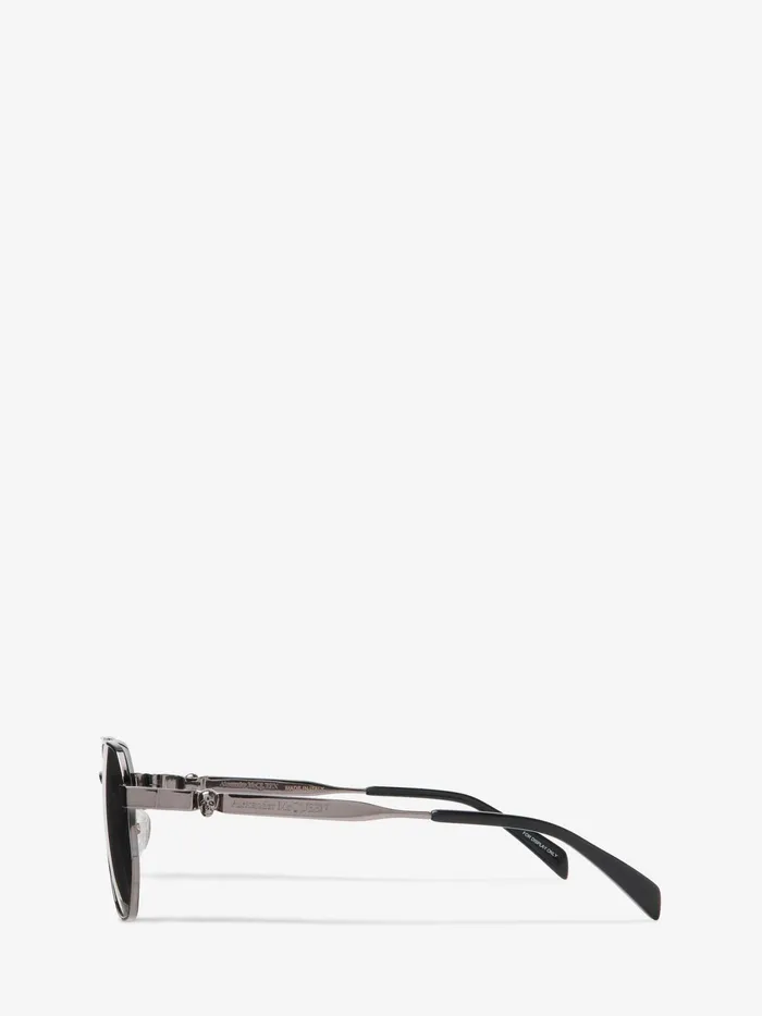 Sunglasses Men Alexander McQueen Floating Skull Metal Caravan Sunglasses Ruthenium Sunglasses Men Alexander McQueen Floating Skull Metal Caravan Sunglasses Ruthenium