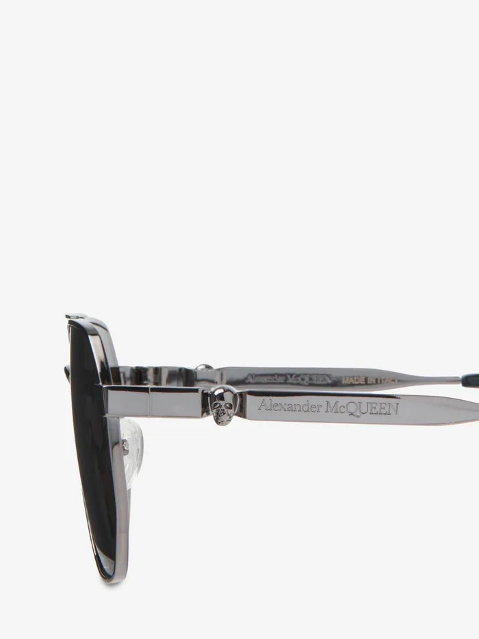 Sunglasses Men Alexander McQueen Floating Skull Metal Caravan Sunglasses Ruthenium Sunglasses Men Alexander McQueen Floating Skull Metal Caravan Sunglasses Ruthenium