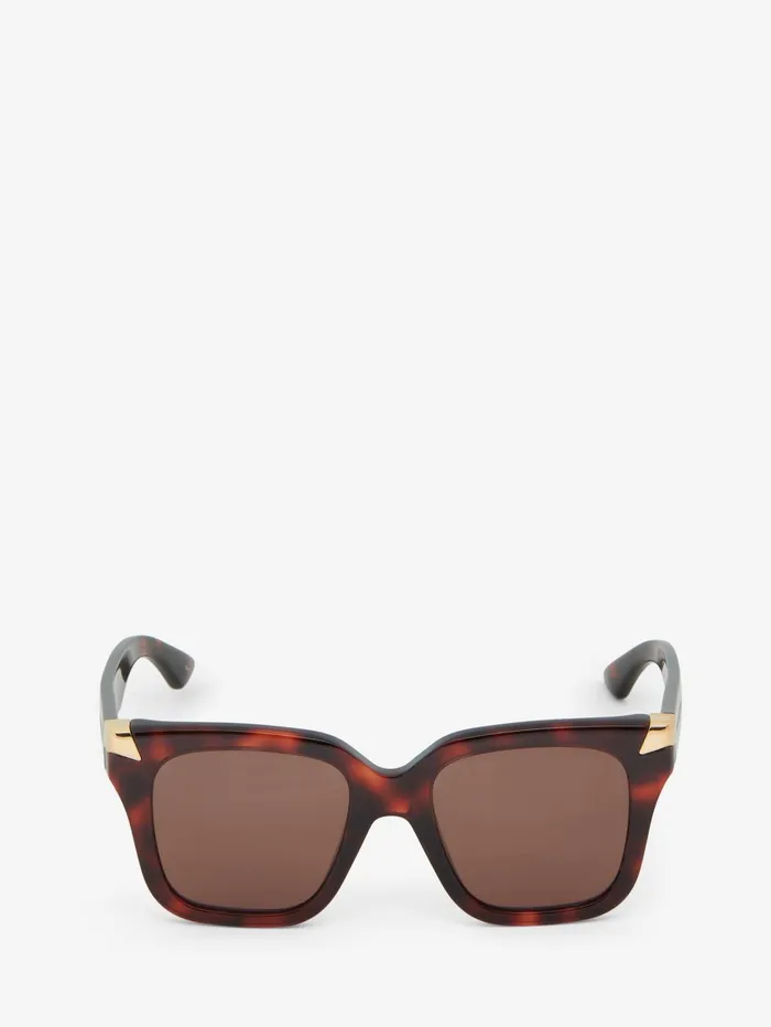 Sunglasses Women Alexander McQueen Punk Rivet Oversize Sunglasses Havana