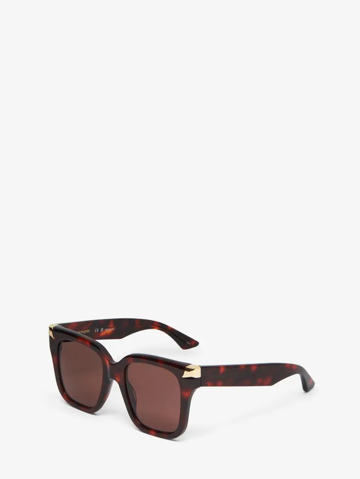 Sunglasses Women Alexander McQueen Punk Rivet Oversize Sunglasses Havana