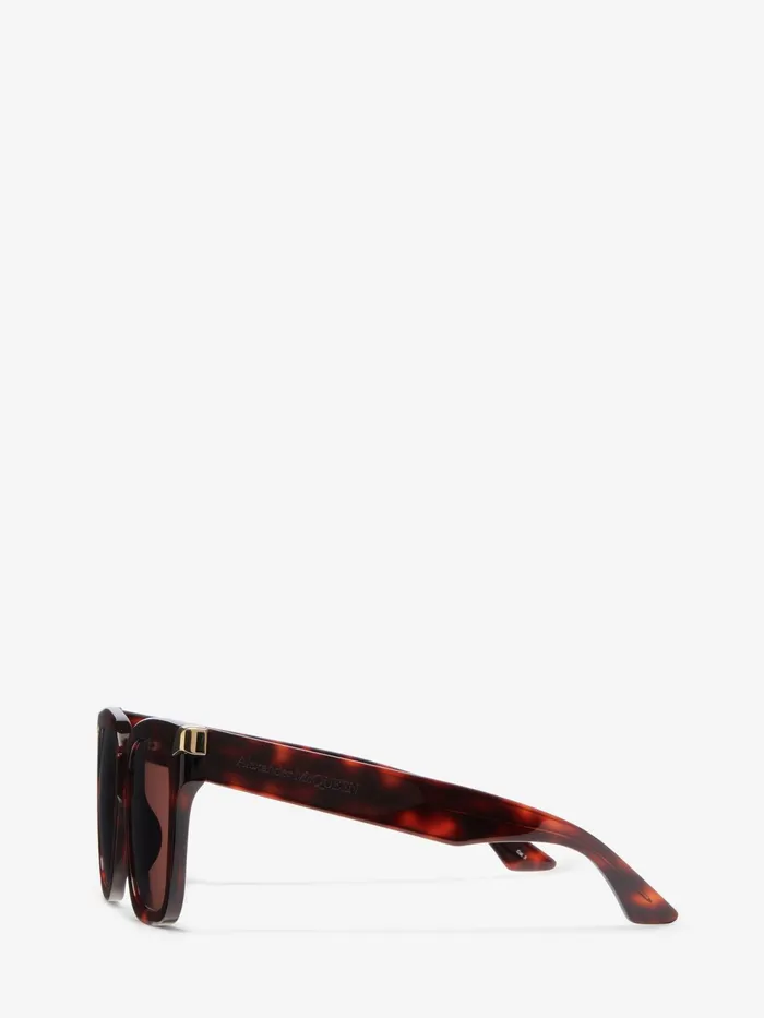 Sunglasses Women Alexander McQueen Punk Rivet Oversize Sunglasses Havana
