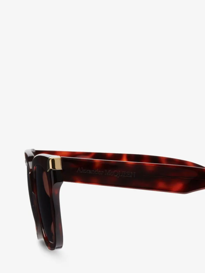 Sunglasses Women Alexander McQueen Punk Rivet Oversize Sunglasses Havana