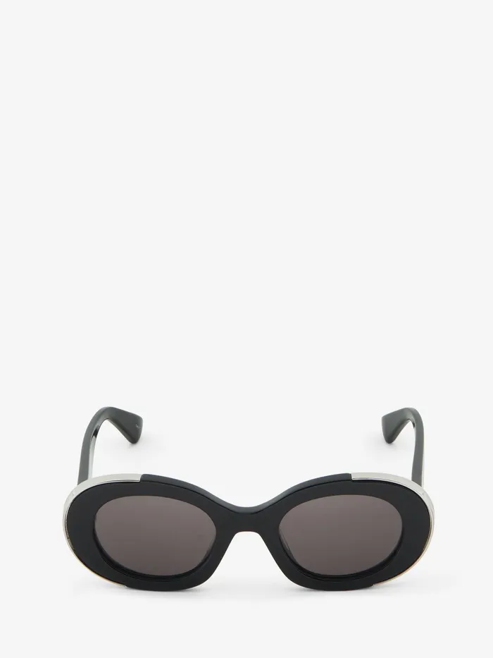 Sunglasses Women Alexander McQueen The Grip Oval Sunglasses Blacksmoke