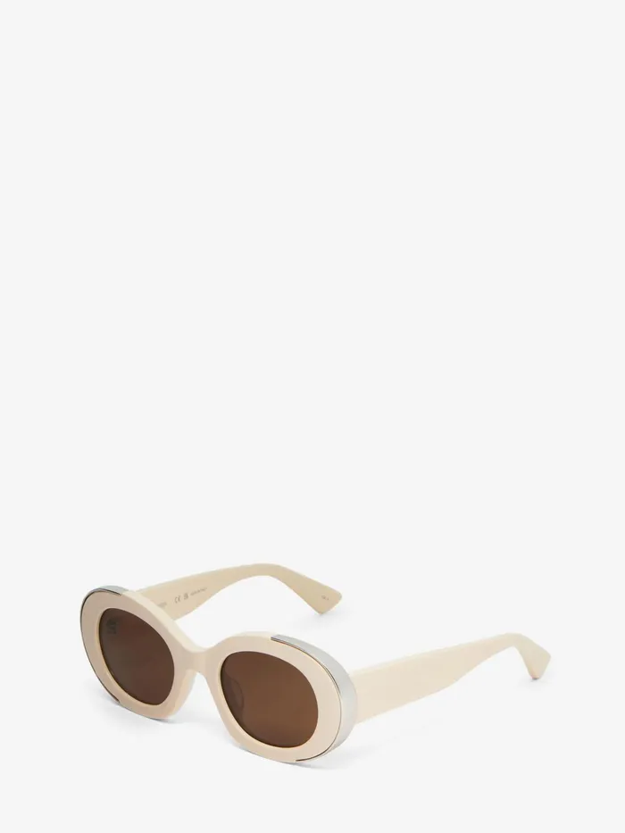 Sunglasses Women Alexander McQueen The Grip Oval Sunglasses Ivorybrown
