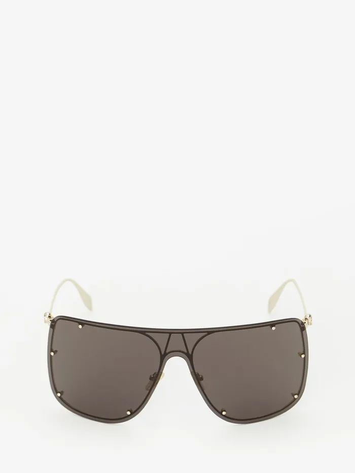 Sunglasses WomenMen Alexander McQueen Skull Mask Sunglasses Gold