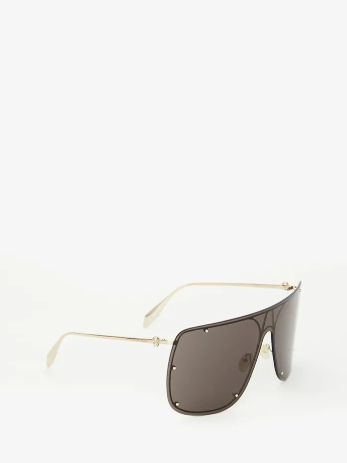 Sunglasses WomenMen Alexander McQueen Skull Mask Sunglasses Gold