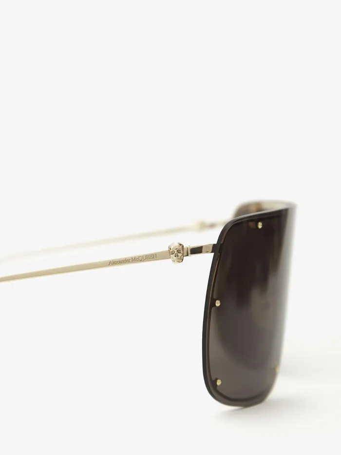 Sunglasses WomenMen Alexander McQueen Skull Mask Sunglasses Gold