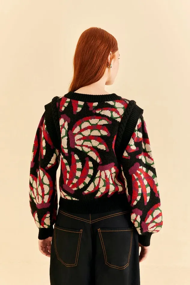 Sweaters and Sweatshirts Women FARM Rio Black Banana Dots Knit Sweater