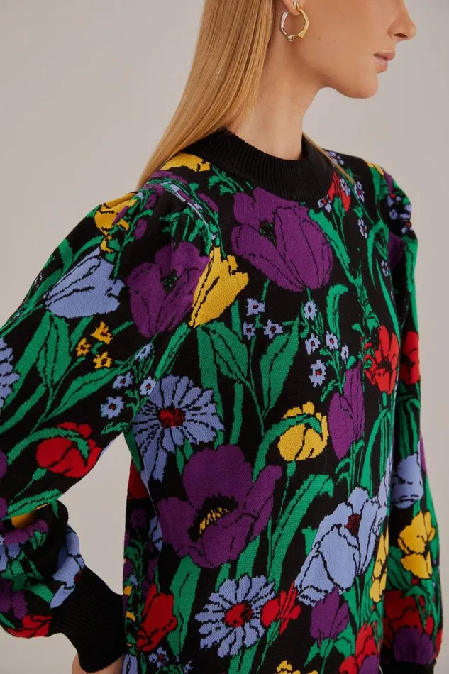 Sweaters and Sweatshirts Women FARM Rio Black Bucolic Garden Sweater Dress Sweaters and Sweatshirts Women FARM Rio Black Bucolic Garden Sweater Dress