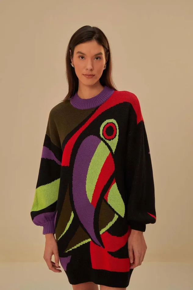 Sweaters and Sweatshirts Women FARM Rio Tucano Kambo Knit Sweaterdress