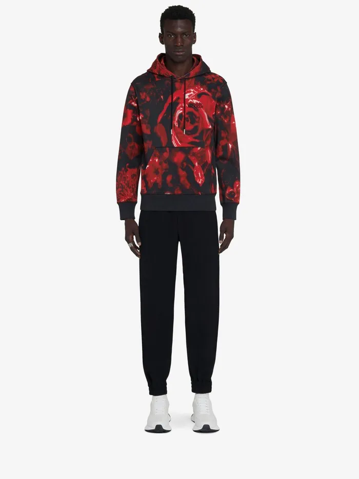 TShirts And Sweatshirts Men Alexander McQueen Wax Flower Hooded Sweatshirt Blackred TShirts And Sweatshirts Men Alexander McQueen Wax Flower Hooded Sweatshirt Blackred