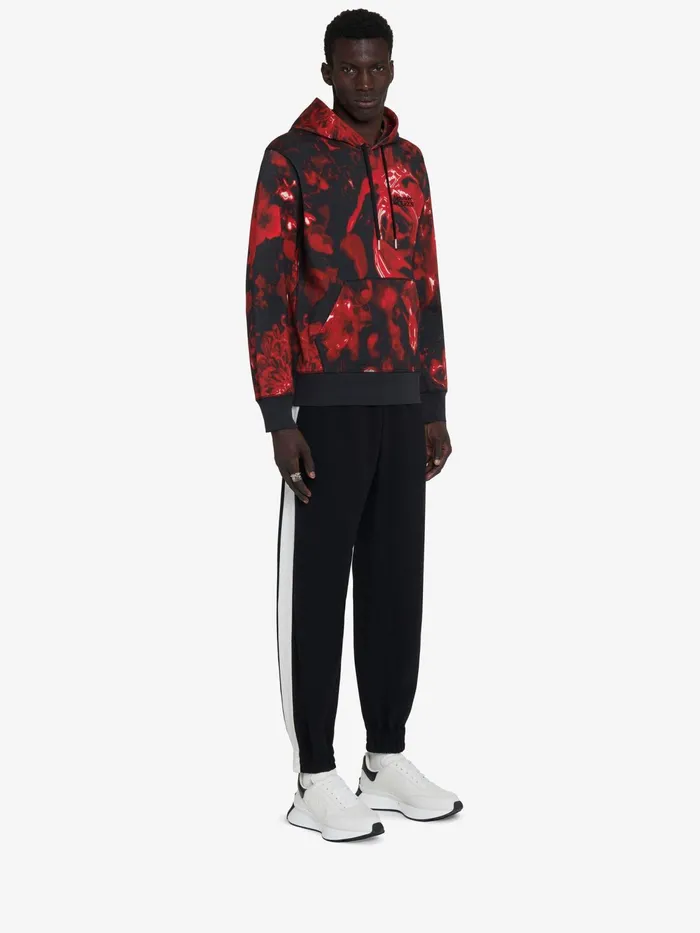 TShirts And Sweatshirts Men Alexander McQueen Wax Flower Hooded Sweatshirt Blackred TShirts And Sweatshirts Men Alexander McQueen Wax Flower Hooded Sweatshirt Blackred