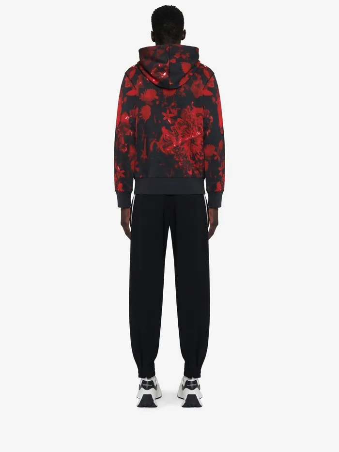 TShirts And Sweatshirts Men Alexander McQueen Wax Flower Hooded Sweatshirt Blackred TShirts And Sweatshirts Men Alexander McQueen Wax Flower Hooded Sweatshirt Blackred