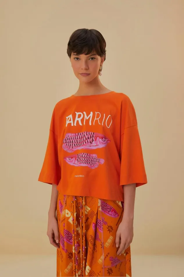 Tshirts Women FARM Rio Orange Farm Rio Organic Cotton TShirt