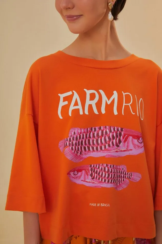 Tshirts Women FARM Rio Orange Farm Rio Organic Cotton TShirt