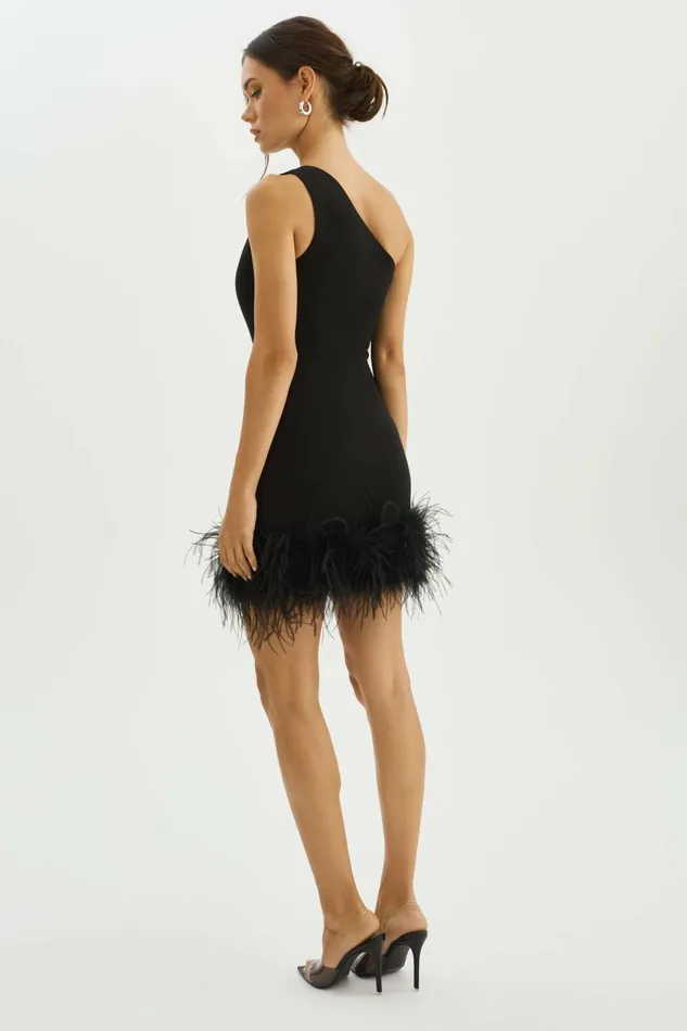 Tafia One Shoulder Mini Dress Black Women Lamarque DRESSES