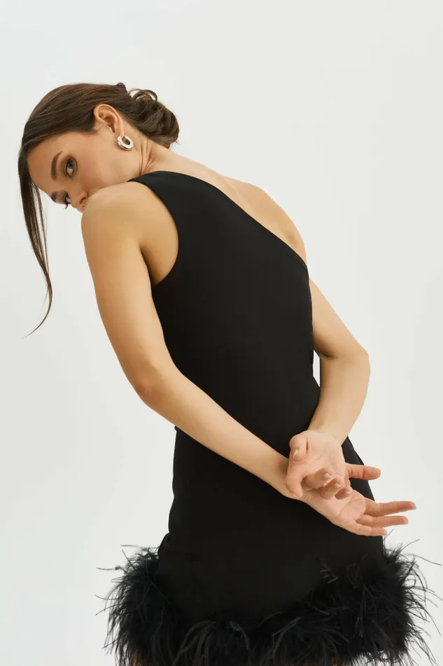 Tafia One Shoulder Mini Dress Black Women Lamarque DRESSES