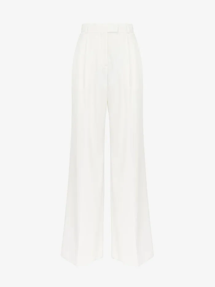 Tailoring Women Alexander McQueen Double Pleat Wide Leg Trousers Ivory