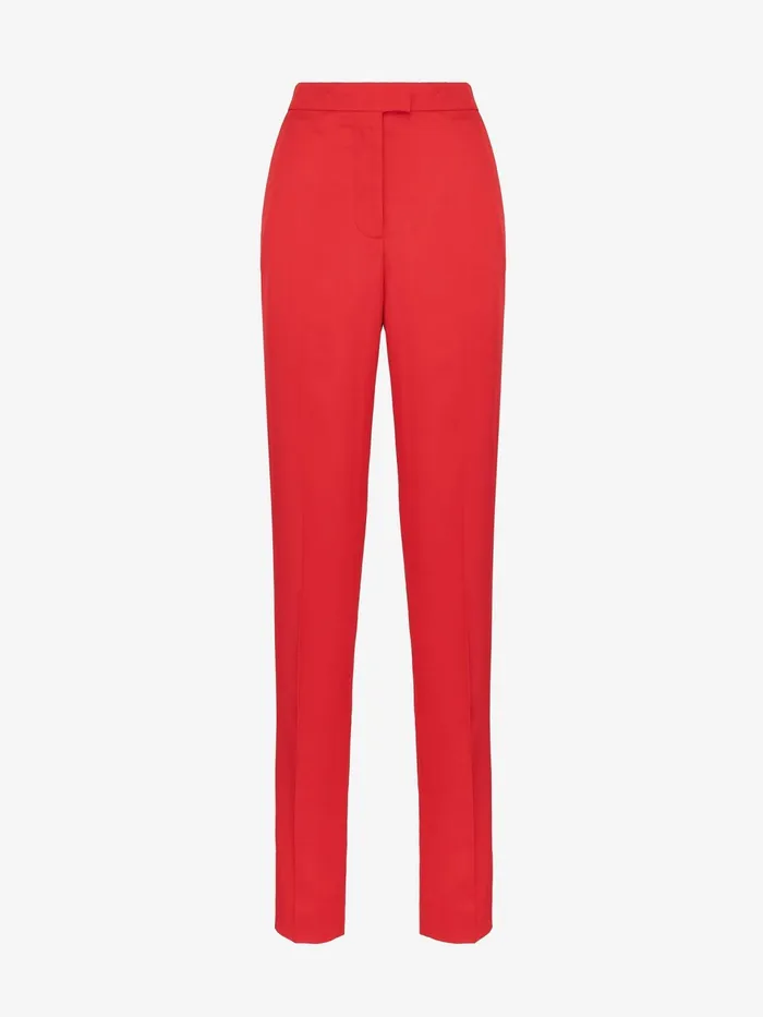 Tailoring Women Alexander McQueen HighWaisted Cigarette Trousers Lust Red
