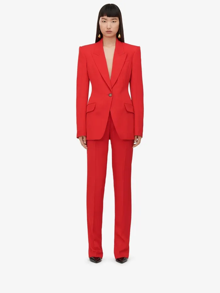 Tailoring Women Alexander McQueen HighWaisted Cigarette Trousers Lust Red