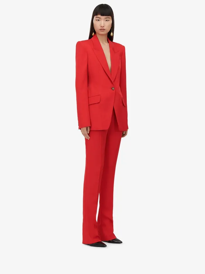 Tailoring Women Alexander McQueen HighWaisted Cigarette Trousers Lust Red