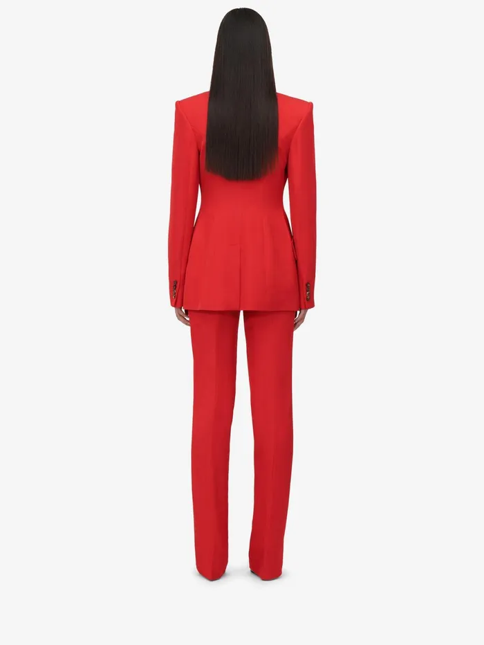 Tailoring Women Alexander McQueen HighWaisted Cigarette Trousers Lust Red