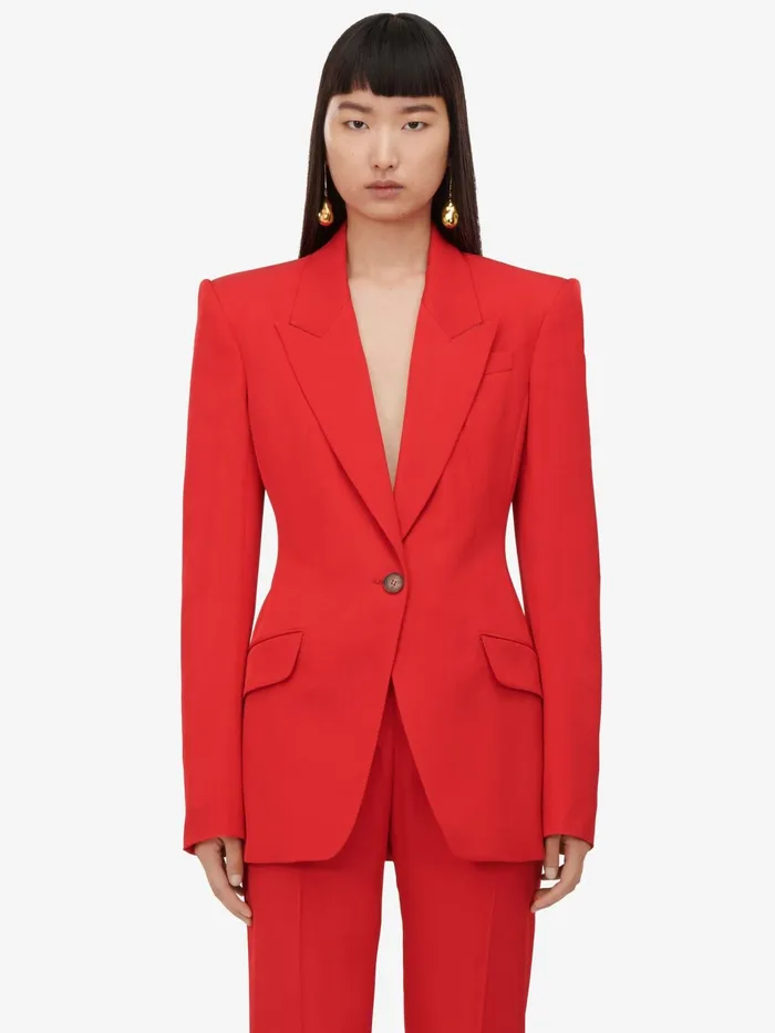 Tailoring Women Alexander McQueen HighWaisted Cigarette Trousers Lust Red