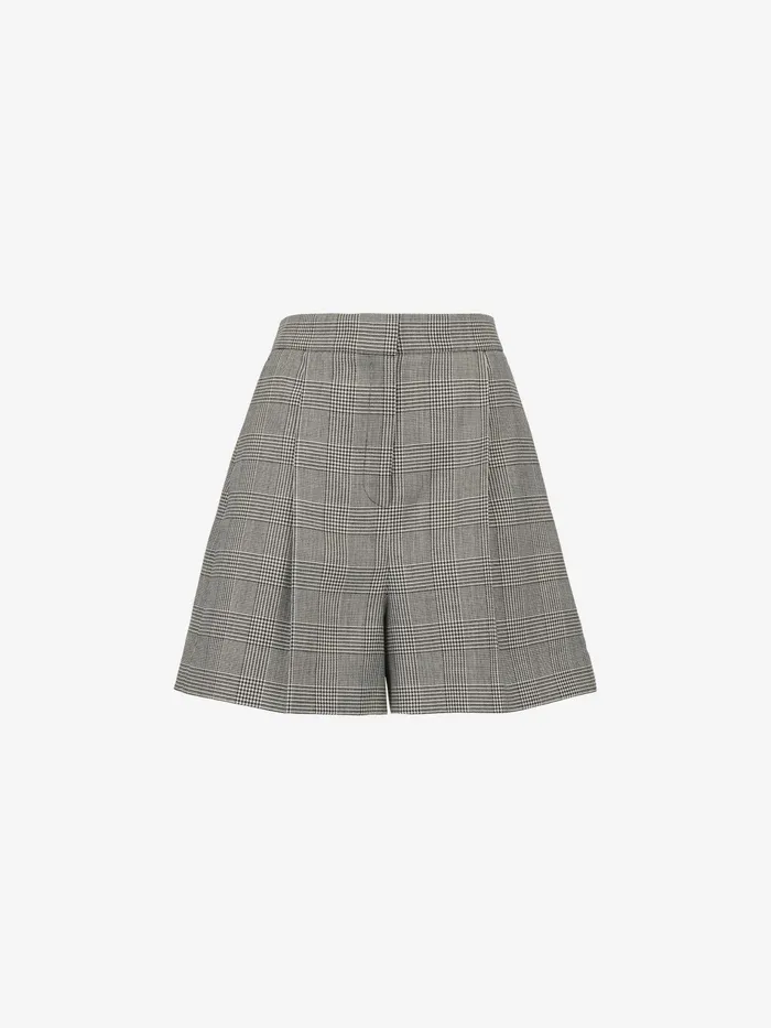 Tailoring Women Alexander McQueen Prince Of Wales Tailored Shorts Blackivory