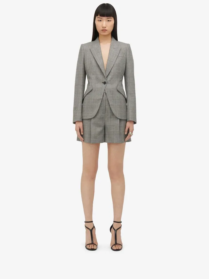 Tailoring Women Alexander McQueen Prince Of Wales Tailored Shorts Blackivory Tailoring Women Alexander McQueen Prince Of Wales Tailored Shorts Blackivory