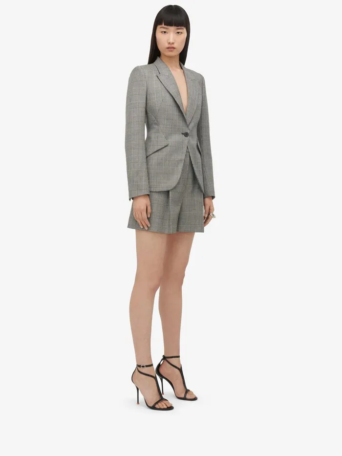 Tailoring Women Alexander McQueen Prince Of Wales Tailored Shorts Blackivory Tailoring Women Alexander McQueen Prince Of Wales Tailored Shorts Blackivory