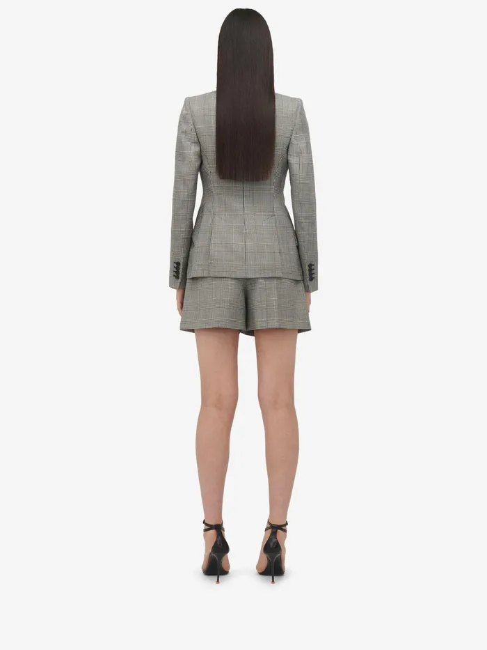 Tailoring Women Alexander McQueen Prince Of Wales Tailored Shorts Blackivory Tailoring Women Alexander McQueen Prince Of Wales Tailored Shorts Blackivory