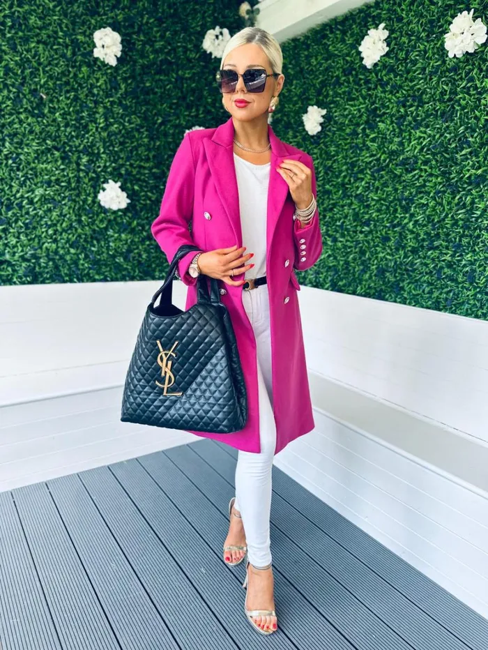 Tara Double Breasted Coat Berry Womens Canella Lane Coats and Jackets