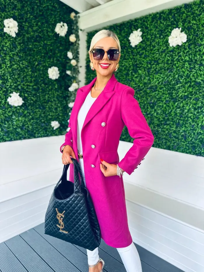 Tara Double Breasted Coat Berry Womens Canella Lane Coats and Jackets