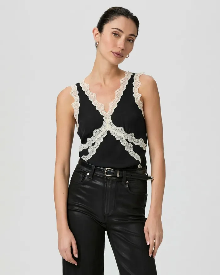 Terezia Top 8211 Black Silk Women PAIGE Tops and Blouses