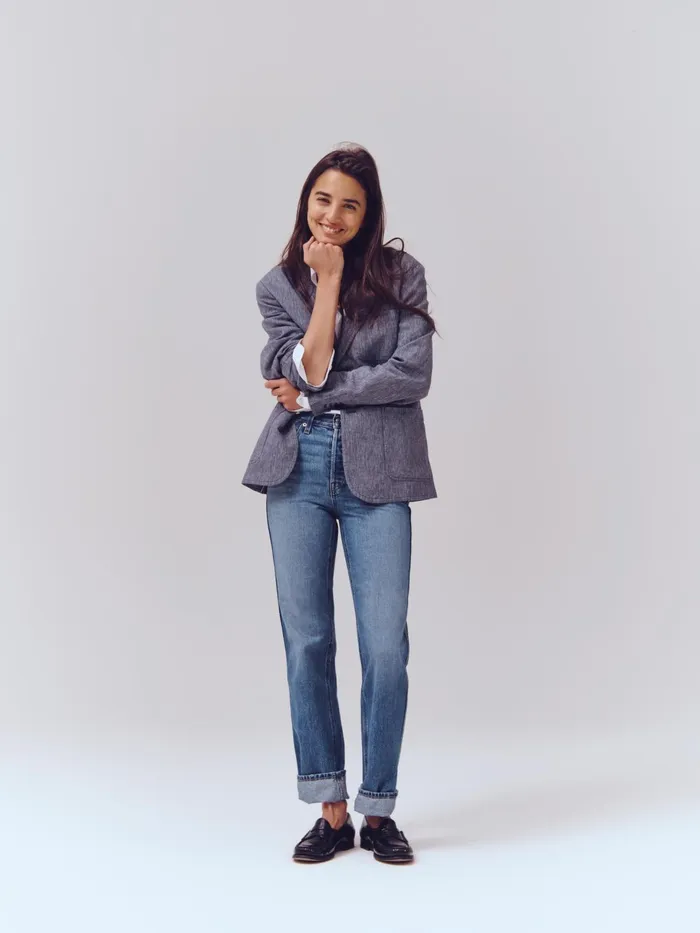 The Carla High Rise Straight Vintage Medium Indigo Women Alex Mill Pants
