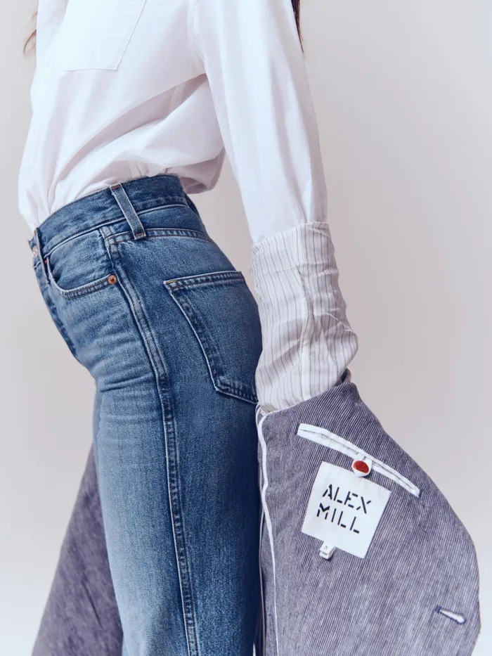 The Carla High Rise Straight Vintage Medium Indigo Women Alex Mill Pants