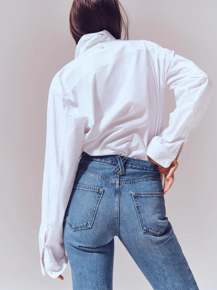 The Carla High Rise Straight Vintage Medium Indigo Women Alex Mill Pants