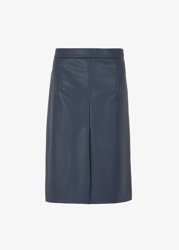 The Frankie Shop Bottoms Women Brooklyn Faux Leather Midi Skirt 8211 Navy