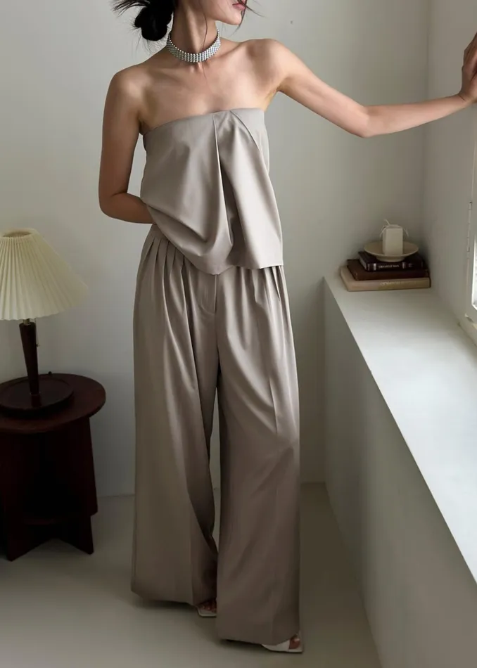 The Frankie Shop Bottoms Women Catalina Pleated Trousers 8211 Grey