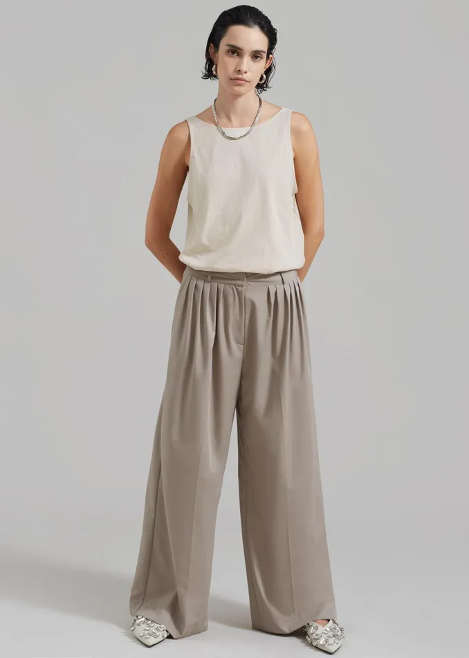 The Frankie Shop Bottoms Women Catalina Pleated Trousers 8211 Grey