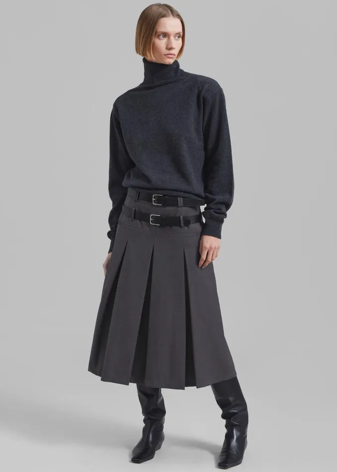 The Frankie Shop Bottoms Women Gisele Pleated Midi Skirt 8211 Grey
