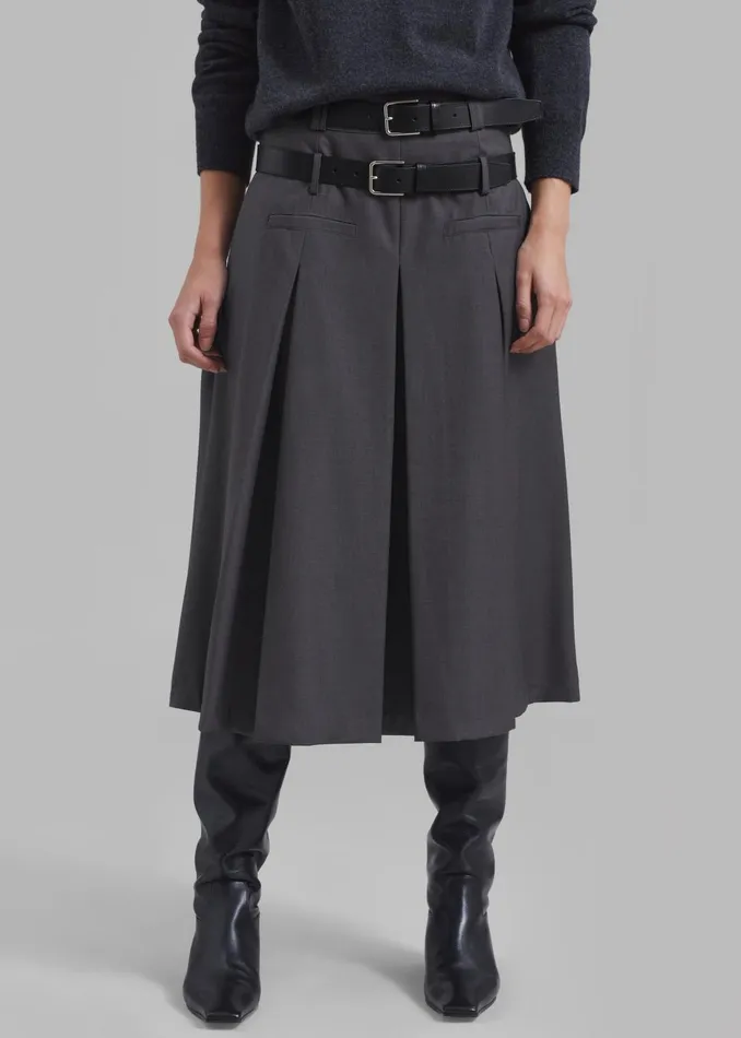 The Frankie Shop Bottoms Women Gisele Pleated Midi Skirt 8211 Grey
