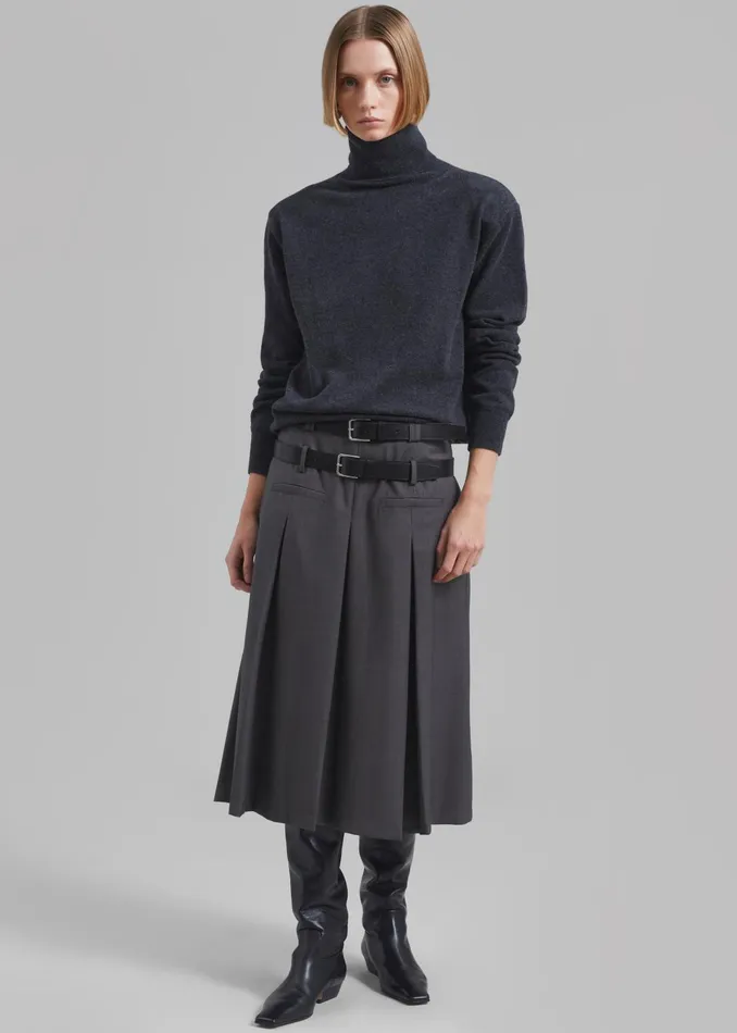 The Frankie Shop Bottoms Women Gisele Pleated Midi Skirt 8211 Grey