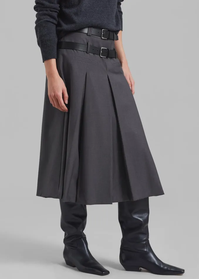 The Frankie Shop Bottoms Women Gisele Pleated Midi Skirt 8211 Grey